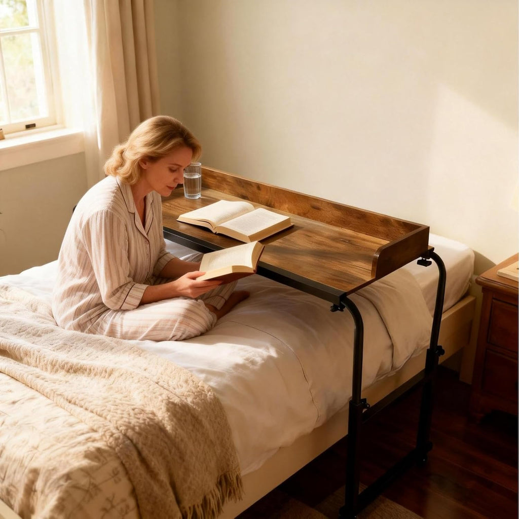 Overbed Table with Wheels and Desktop Enclosure (Brown) by Onwillbox