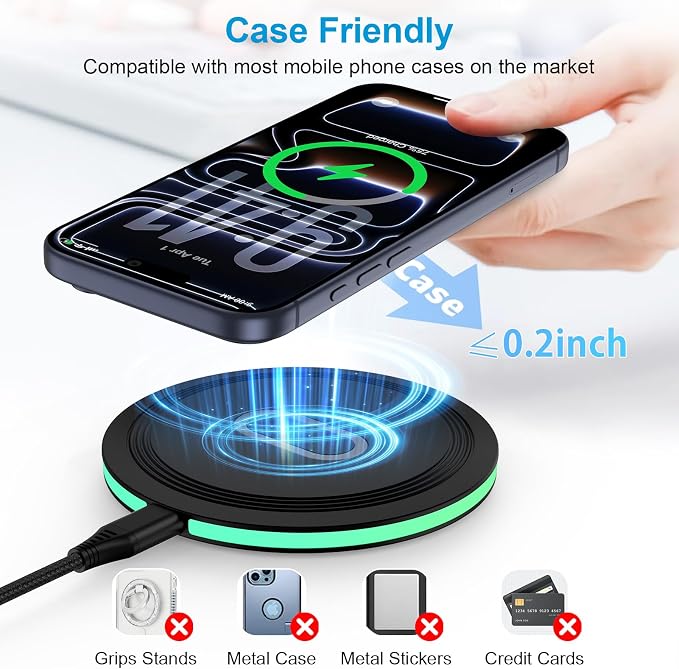 15W Wireless Charger Fast Charging Pad Samsung S26 Wireless Charger Station | for Galaxy S25 FE Edge Plus Ultra S25+ S24 FE Ultra S23 Ultra Z Flip8 7 6, Google Pixel 10a 9a 8a, iPhone 17e 16 15 Pro Max - Image 4