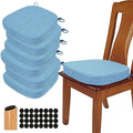 BUYUE Thickened 2.5" Dining Chair Cushions Set of 6, U-Shape High Density Foam Comfortable Chair Pads for Kitchen, Slip Resistant Indoor Seat Cushions (6 PCS, Light Blue) by BUYUE