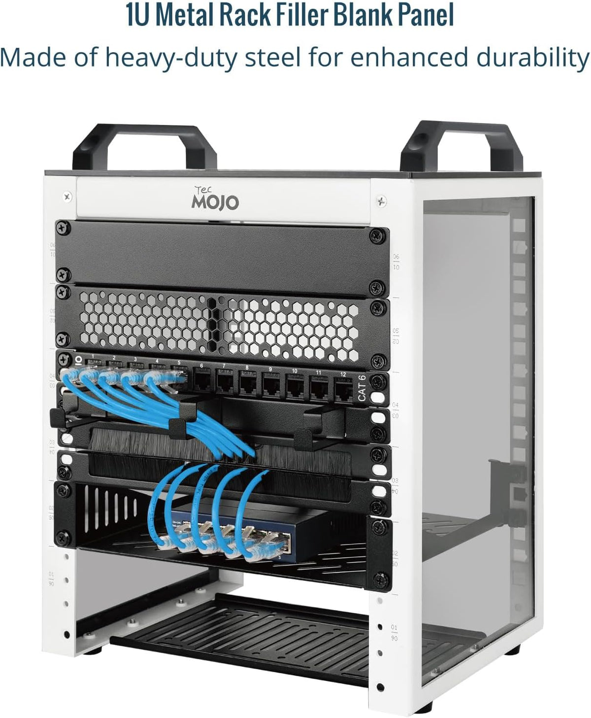 Tecmojo 2 Pack Vented 1U Blank Rack Mount Panel, Steel Patch Panel Filler for 10" Server Rack, Network Cabinet, Data Center, Home Labs, Black - Image 5
