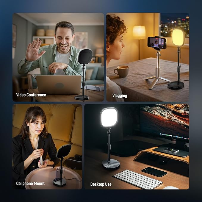 NEEWER Basics 2 Pack 5" Full Screen LED Ring Light with Stands for Desk Video Conference, 10W Bi Color Edge Lit Computer Laptop Webcam Zoom Calls Lighting Streaming Phone Recording, CRI95, NL10 - Image 7
