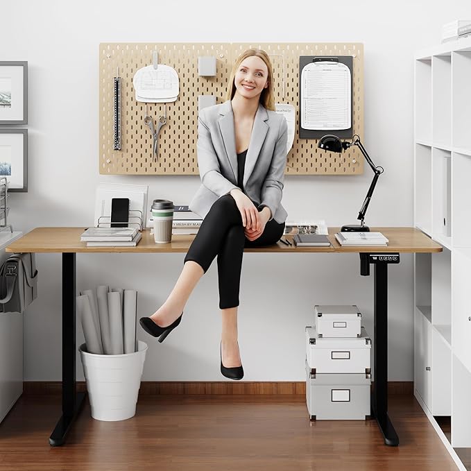 Shintenchi Standing Desk, 63x24 Inch Height Adjustable Electric Sit Stand up Desk, Ergonomic Rising Computer Table, Modern Lift Gaming Desk Workstation for Home Office, White - Image 3