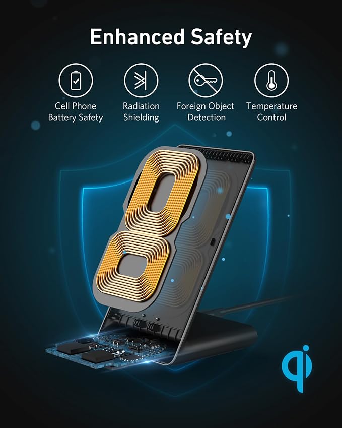 Anker 313 Qi-Certified 10W Max Wireless Charger Stand | Fast Power for iPhone 15 / 14 / 13 / 12 / 11 / X / 8, Galaxy S23 / S22, and More (Micro-USB Cable, Adapter Not Included) - Image 5