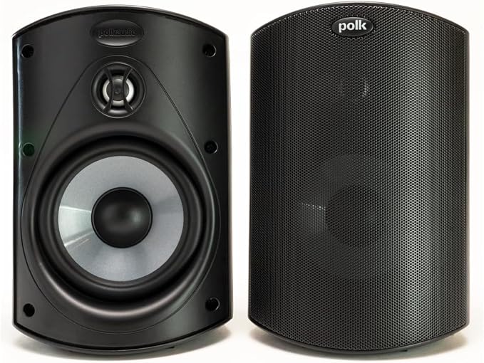Polk Audio Atrium 4 Outdoor Speakers with Powerful Bass (Pair, Black), All-Weather Durability, Broad Sound Coverage, Speed-Lock Mounting System (Pack of 8) by PolkAudio