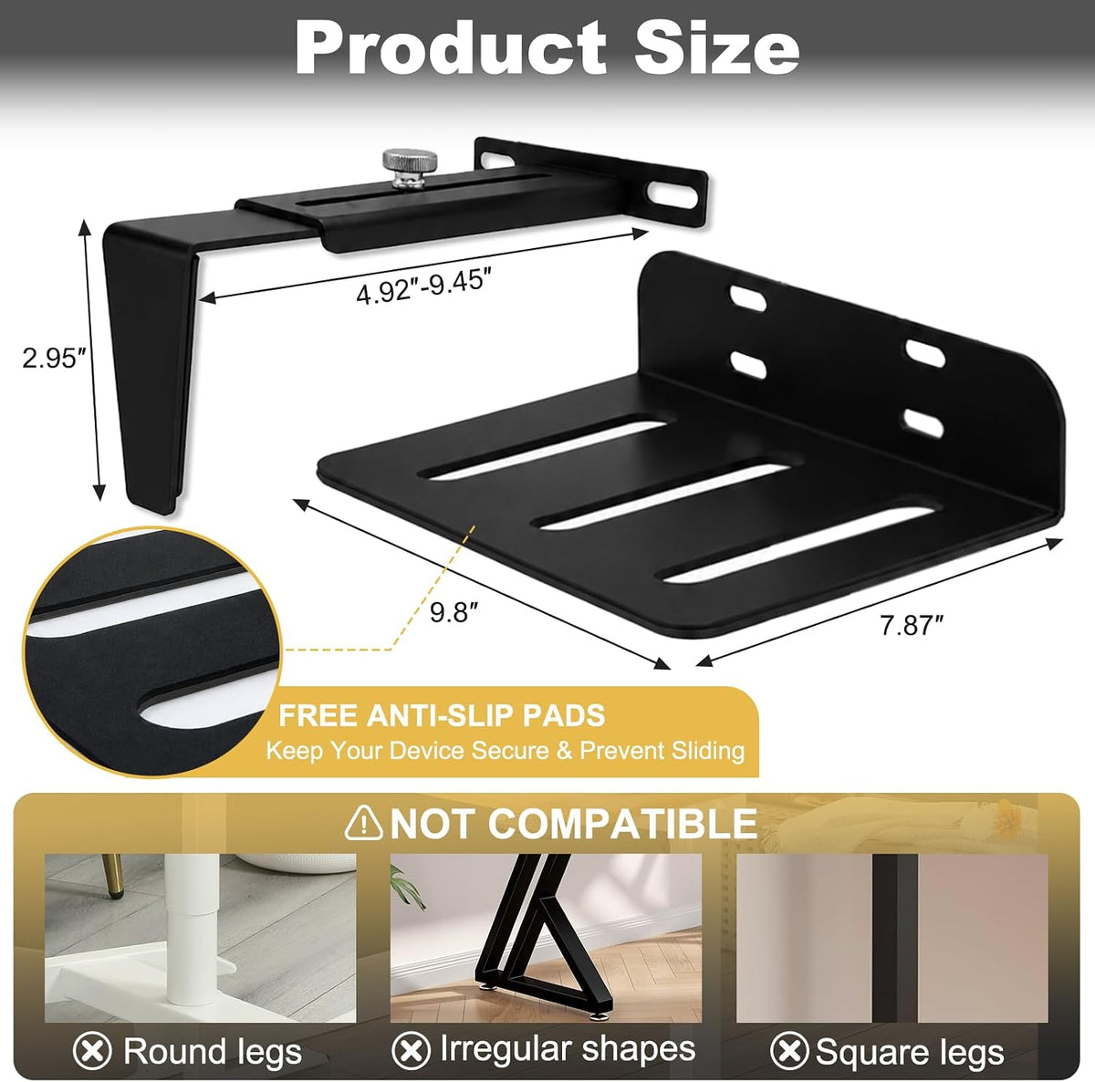 Under Desk Pc Mount for Standing | No Drill Pc Holder Under Desk CPU Holder - Image 2