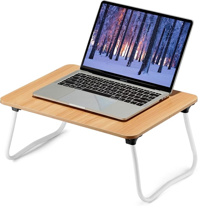 ZEAPTAC Laptop Bed Desk, Foldable Lap Desk, Portable Lap Table, Bed Table, Laptop Stand, Lightweight & Mini Table for Breakfast/Picnic/Drawing/Couch/Floor - Wood by ZEAPTAC