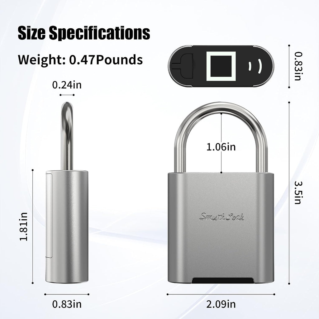 Biometric Fingerprint Padlock with Backup Electronic Key, Heavy Duty Smart Lock for Gym Locker, IP66 Waterproof Outdoor Padlock, Keyless Anti-Theft Lock for School, Gate, Toolbox & Athletes - Image 2
