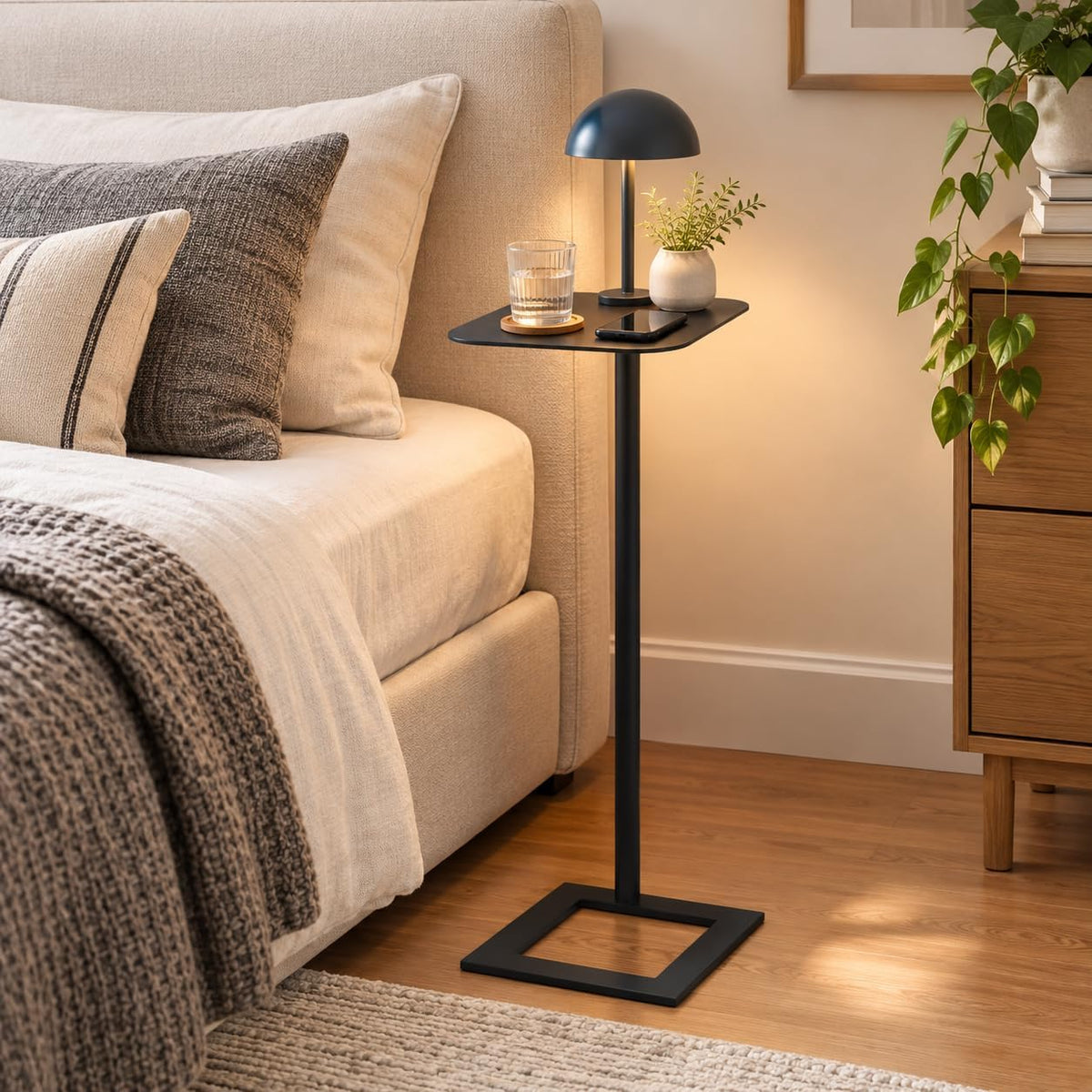 Modern Stable C Table End Table, 23.4" Tall, Medium, Black - Image 7