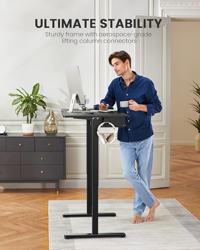 ErGear Electric Standing Desk with Keyboard Tray, 44x24 Inches Adjustable Height Sit Stand Up Desk, Home Office Desk Computer Workstation, Black - Image 7