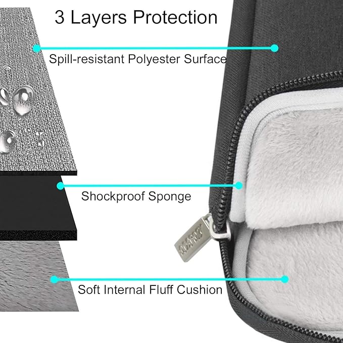 MOSISO Laptop Case 18.5 inch, 18-18.5 inch Laptop Sleeve Bag with Pocket | Compatible with ASUS Gaming Monitor HP Dell Lenovo Notebook Computer, Polyester Vertical Computer Bag, Black - Image 3