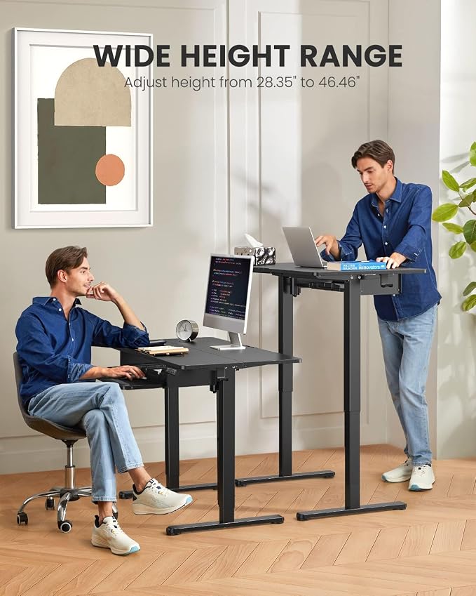 ErGear Electric Standing Desk with Keyboard Tray, 55x28 Inches Adjustable Height Sit Stand Up Desk, Home Office Desk Computer Workstation, Black - Image 7