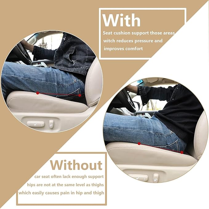 Livtribe Car Seat Cushion - Memory Foam Car Seat Pad - Sciatica & Lower Back Pain Relief - Car Seat Cushions for Driving - Road Trip Essentials for Drivers(Classic Black) - Image 3
