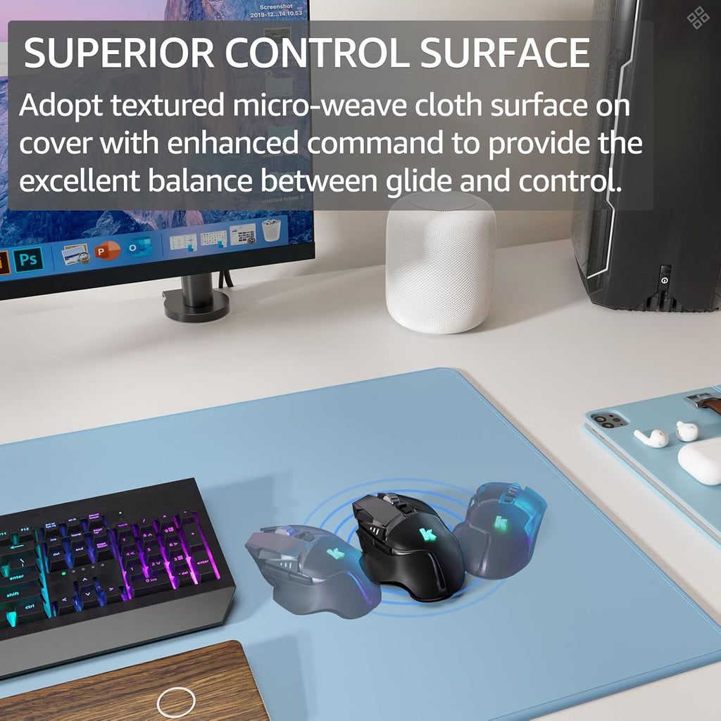 KTRIO Large Gaming Mouse Pad, Desk Mat, 31.5 x 15.7 in, Ice Blue, XXL - Image 2
