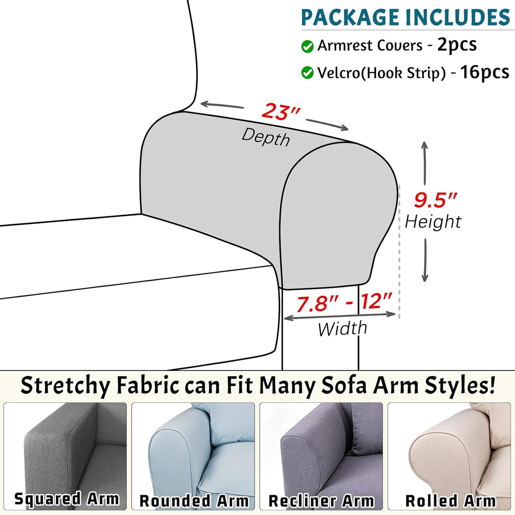 Roytub Stretch Couch Arm Covers, Breathable Armrest Cover for Sofas and Chairs Armrest Cover Keep Home Clean, Scratch-Resistant Sofa Arm Covers Protect and Decorate Your Sofa(Large, Light Gray, 2PCS) - Image 6