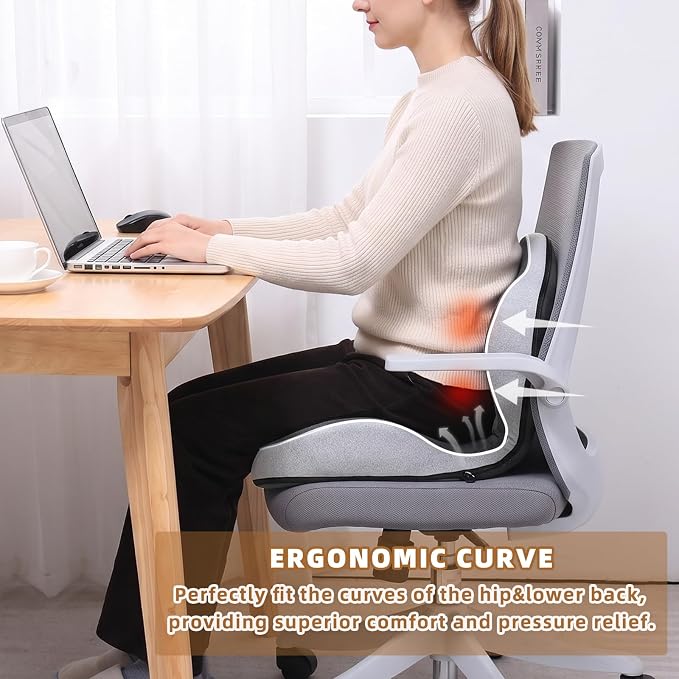 Dual-Layer Memory Foam Car Seat Cushions for Driving, with Lumbar Support | Ergonomic Truck Seat Cushion & Office Chair Cushion for Wheelchair, Gaming Chair & Sofa,Memory Foam Seat Cushion - Image 4