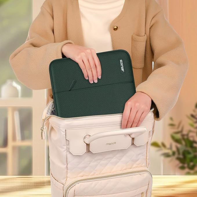 MOSISO Laptop Case 13.3 inch, 13-13.3 inch Laptop Sleeve Bag with Pocket | Compatible with MacBook Air/Pro 13/Pro 14 M5 M4 M3 M2 M1, HP Dell ASUS Lenovo, Polyester Vertical Computer Bag,Midnight Green - Image 8
