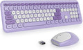 surmen Purple Keyboard and Mouse Wireless, Cute Wireless Typewriter, Full Size Slim Silent Round Keys Aesthetic Keyboard for Home and Office(Colorful Purple) by SURMEN