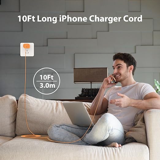 iPhone 17 16 15 Charger Fast Charging Type C Chargers USBC Fast Charger Block& iPhone 17 Charger Cord 10FT Long USB C Charging Cable for Phone 17/17 Pro/17Pro Max/Air/Phone 16 15 Pro Max,Cosmic Orange - Image 6
