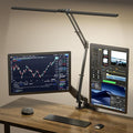 Led Desk Lamp for Home Office - 2400LM Ultra Bright Desk Light -Eye Caring Desk Lamp with Clamp - Adjustable Office Lamp with Remote Control- Easy Installation - 24W Black by SKYLEO
