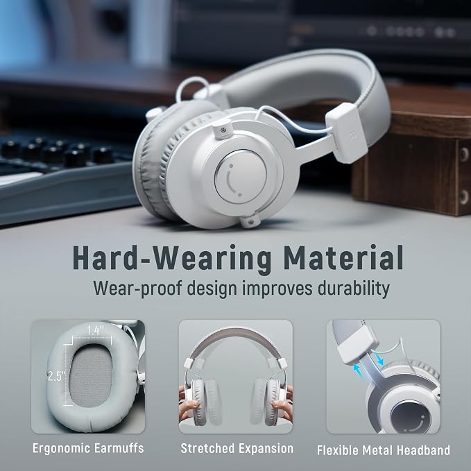 FIFINE HD8W Studio Monitor Headphone with 50mm Drivers, for Vocal Recording | Detachable Cables, 3.5mm/6.35mm Jack, 50mm Drivers, Passive Noise Canceling, Lightweight, for PC/Mixer/Amplifier - Image 6