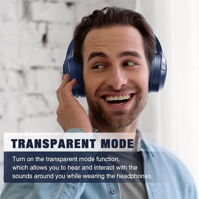 RUNOLIM Hybrid Active Noise Cancelling Headphones, 100H Playtime, Built-in Microphone, Bluetooth Wireless Over Ear Foldable Headphones with HiFi Audio, Home Travel Office - Image 6
