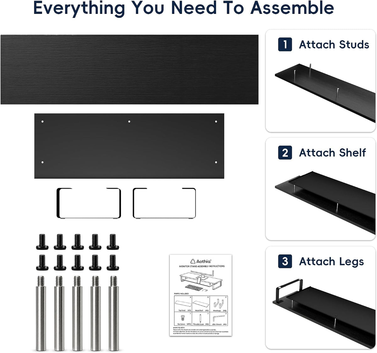 Aothia 2-Tier Monitor Stand, 35 in Desk Riser with Storage, Black - Image 8