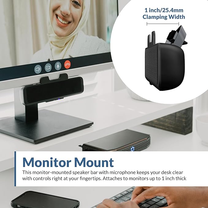 Cyber Acoustics CA-2890BT USB and Bluetooth Speaker Bar with Speakerphone | Compact Speaker Bar for PC and Mac, Great for Calls and Music, Auto-Switch Between Devices, Mic Mute Button, 5ft Cable - Image 2