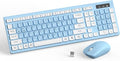 Wireless Keyboard and Mouse Combo Silent for Office and Home(Sky Blue-A) | 2.4G Full Size Silent Cordless Keyboard with Tilt Legs,3-Level DPI Quiet Mouse,for Windows/Mac OS/Desktop/Laptop/PC by RECCAZR
