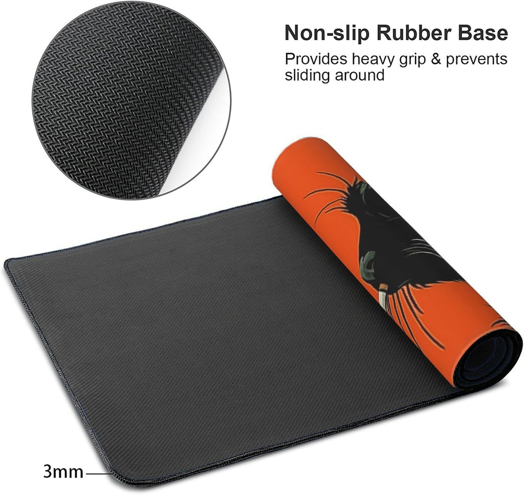 XXL Large Mouse Pads Funny Smoking Black Cat Gaming Mouse Pad for Desk, Extended Desk Mat with Anti-Slip Rubber Base, Stitched Edges, Easy to Clean Office Computer Accessories, 35.4 x 15.7 Inches - Image 5