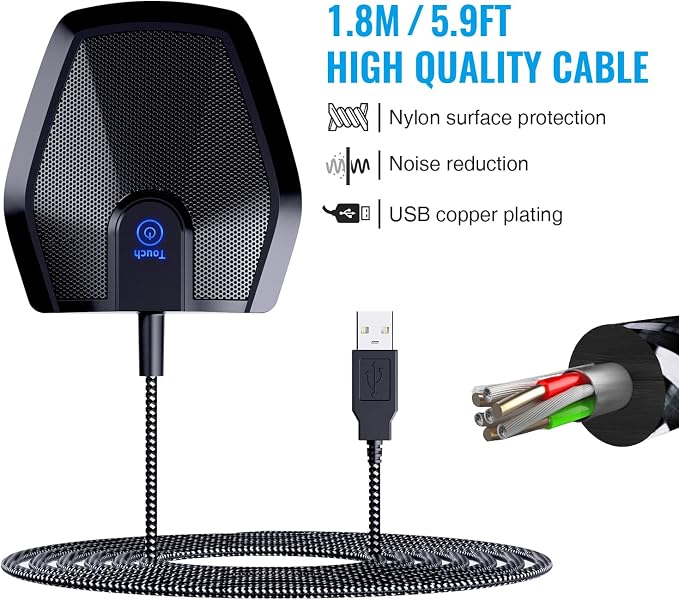 TONOR Conference USB Microphone, Omnidirectional Condenser PC Mic G11 | Condenser Mic, Compatible with 190 cm/74inch Cable, Windows and Mac, Desktop PC & Laptop for Teleconference, Court Reporter - Image 7