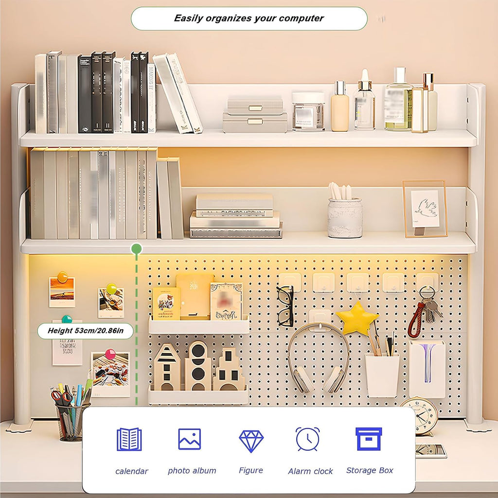 Clamp On Desk Organizer Shelf,White Desk Extender Pegboard Workstation,Computer Desk Accessories for Office, Privacy Panel for Gaming Desk,23.6/31.4/39.3in Desktop Shelving (white, 80cm/31.4in) - Image 6