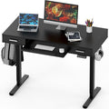 SHW 48-Inch Electric Height Adjustable Desk w/Keyboard Tray, Black | w/ 2 Drawers | Memory Presets and Cable Management | Hanging Hooks by SHW