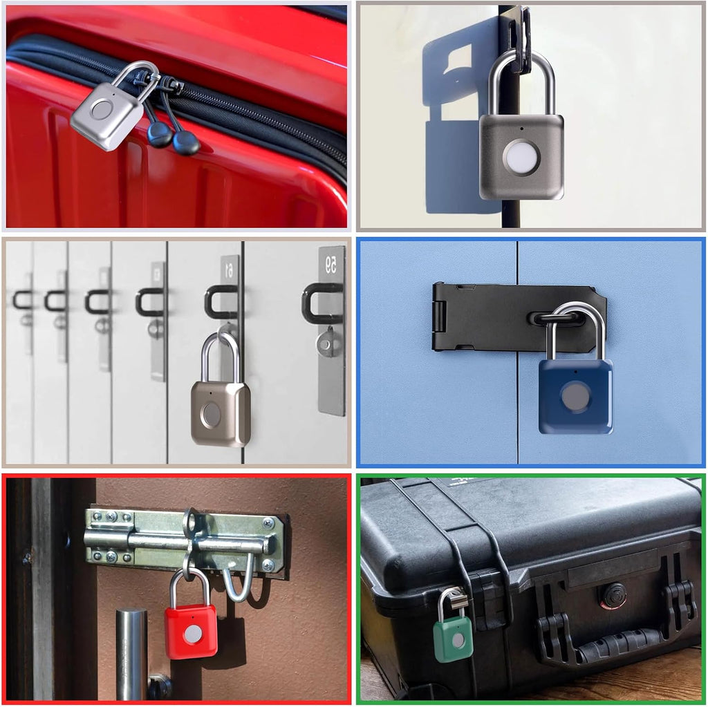 Fingerprint Padlock, Smart Metal Keyless Fingerprint Lock, Waterproof, USB Rechargeable, for Gym, School, Luggage, Backpack, Suitcase, Green - Image 8