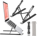 Laptop Stand for Desk, Aluminum Metal MacBook Stand, Computer Riser for Desk, Portable Foldable Adjustable Notebook Holder, Compatible with 10-15.6 Inch Laptops, iPad, Black. by Unknown