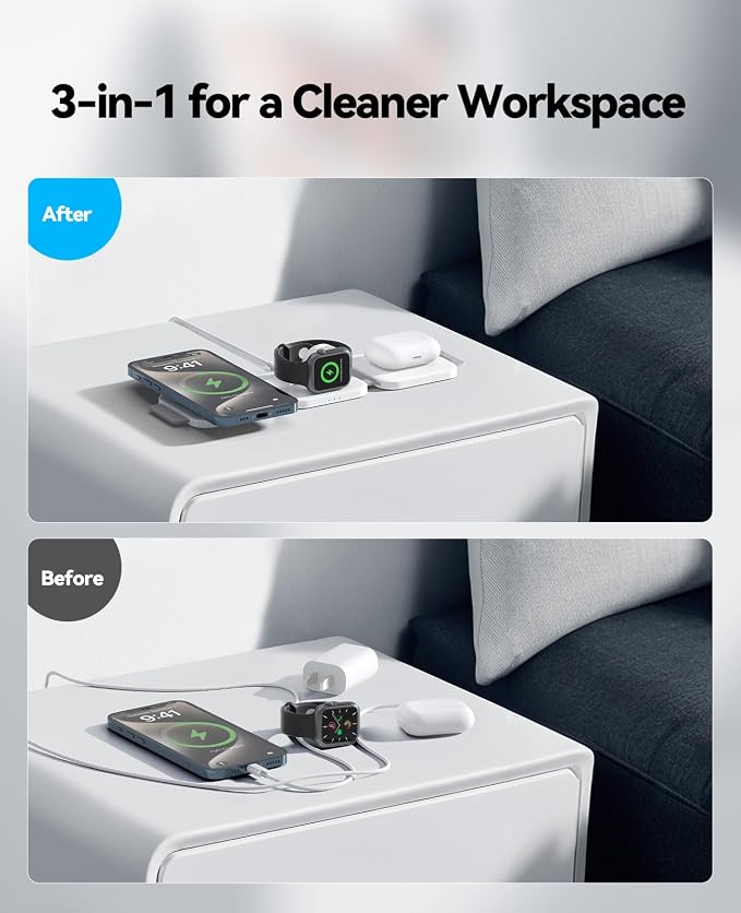2 Pack 3 in 1 Charging Station for Apple,Foldable Magnetic Wireless Charger | Travel Charging Pad for Multiple Devices iPhone 17 16 15 14 13 12 Pro Max Plus Apple Watch Series & AirPods 4/3/2/Pro Orange - Image 7