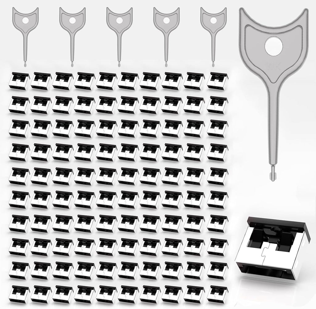 100-Pack USB Port Lock with 5 Key, Metal USB-A Port Blocker,Security Data Protection for PC Laptop, Anti-Theft USB Lock, Dust & Moisture Proof Type-A Connector Cover,Removable (Black by PoParttg