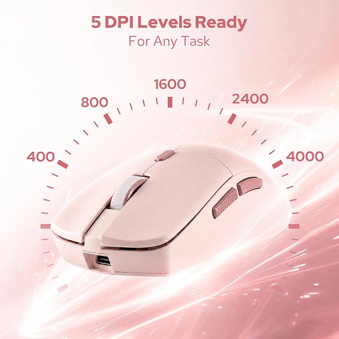 Redragon BS8531 Wireless 104-Key Low-Profile Keyboard, 4000 DPI Mouse Combo | 30% Slimmer Ultra-Thin Mechanical Switch for Faster Keystrokes, Ergonomic Typing, 5-Level Adjustable DPI, Shared Dongle - Image 6