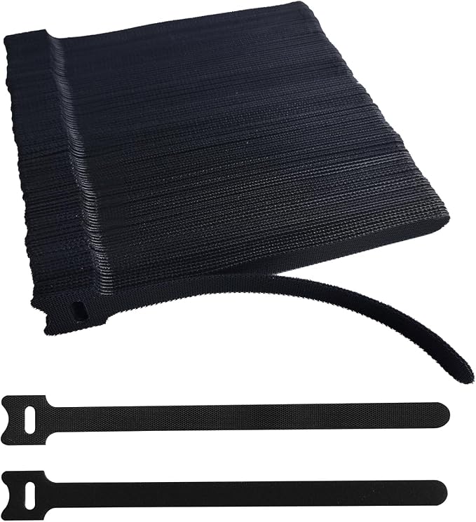 200 PCS 8 Inches Black Reusable Cable Ties, Adjustable Cord Straps, Cable Organizer, Cord Wrap and Hook Loop Cords Management,Adjustable Cord Ties by Unknown