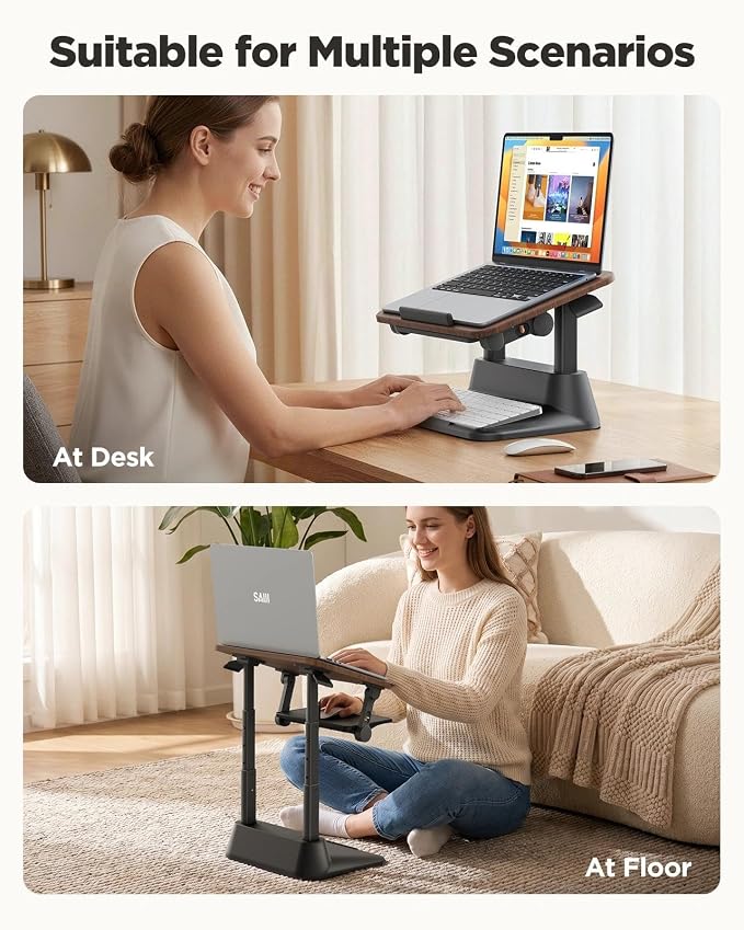 SAIJI Laptop Stand for Desk, Adjustable Standing Desk Riser Up to 20.5" | Stable Laptop Riser with Foldable Mouse Pad, Standing Laptop Stand,Adjustabl Height Up to 20.47", Fit All Laptops Under 17.3" - Image 4