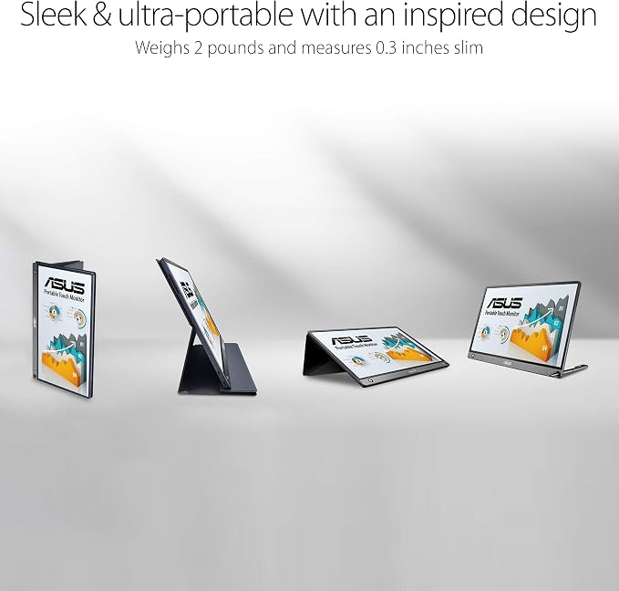 ASUS ZenScreen Touch Screen 15.6” 1080P Portable USB (MB16AMT) - Full HD (1920 x 1080), IPS, Anti-Glare, Built-in Battery, Speakers, Eye Care, USB Type-C, Micro HDMI, Smart Case, 3-Year Warranty - Image 6