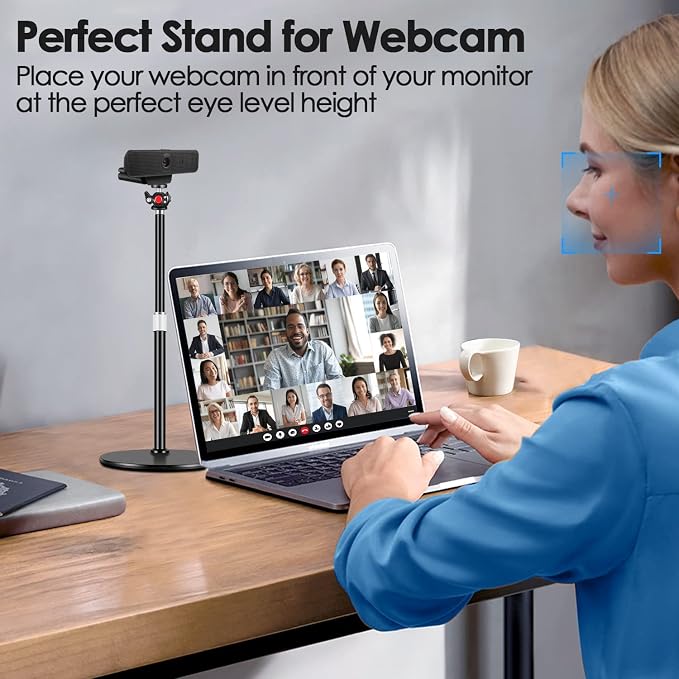 Webcam Tripod Stand for Desk: Webcam Stand for Logitech Brio | C920 | C922 | C615 | C930e - Height & Angle Adjustable Desktop Tripod for Light & 1/4" Thread for Live Streaming | Video Calling - Image 8