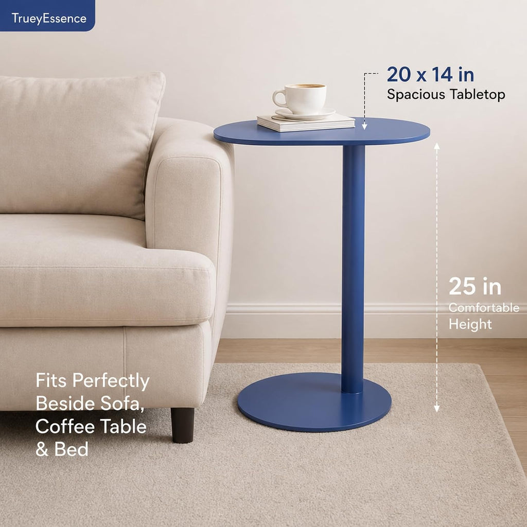 Metal C-Shaped Side Table, Modern End Table for Couch Sofa Bed Small Coffee Drink Tables 25" Height for Home Office Cafe - Image 4