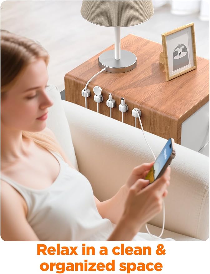 6Pack Cord Organizer, Spring Cable Clips [1s Lock] Cord Holder for Nightstand Car Home Office Desk Accessories Cubicle Decor for Women Men Guys Girls College Dorm Room Essentials Cute School Supplies - Image 8
