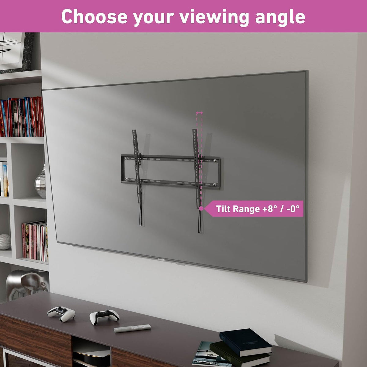 D-Line TV Wall Bracket for 50-85 Inch TVs, Low Profile Tilting TV Wall Mount - VESA 200x200mm - 600x400mm, Holds up to 110lbs - Image 3