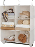 StorageWorks Hanging Closet Organizer with Rod, 6 Sections, 3 Tiers, White | Maximize Closet Space with 6 Open Sections and Built-in Rod for Hanging Clothes Below by StorageWorks