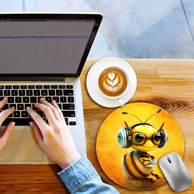 Funny Work Cute Mouse Pad, Small Round Mousepad for Desk, Laptop | Mini Travel Wireless Mice Pad for Computer, Office Accessories, Coworker Gifts, 8.6 x 8.6 inch - Image 3