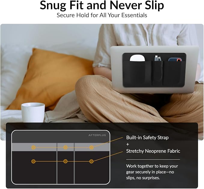 3-Pocket Mouse & Hard Drive Holder for Laptop, Stick-On Pouch | Reusable 3M Adhesive | Fits 2.5-Inch External HDDs, SSDs, Mice, USB Drives & More | Elastic Sleeve with Built-In Safety Strap - Image 4