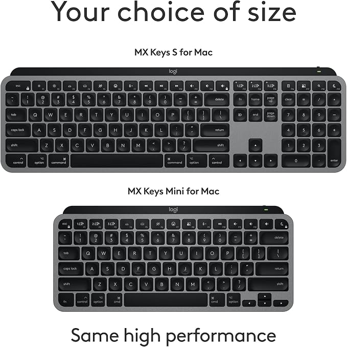 Logitech MX Keys Mini for Mac Minimalist Wireless Keyboard - Space Grey | Compact, Bluetooth, USB-C, tactile typing, compatible with MacBook Pro, MacBook Air, iMac, iPad - Image 10