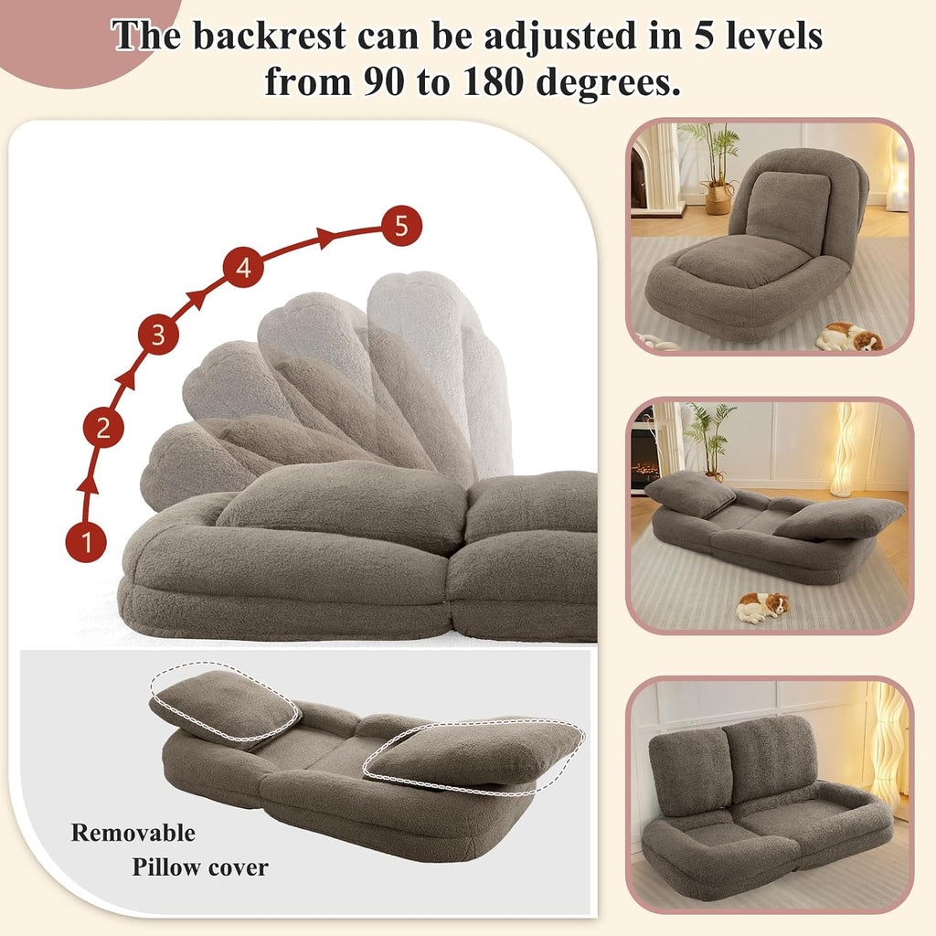 Human Dog Bed, Lazy Sofa Couch, Plush Floor Gaming Chair,5 Adjustable Position, sit, Sleep, fold, Suit to Put in Bedroom, Living Room,Space Saving Design, Taupe - Image 3