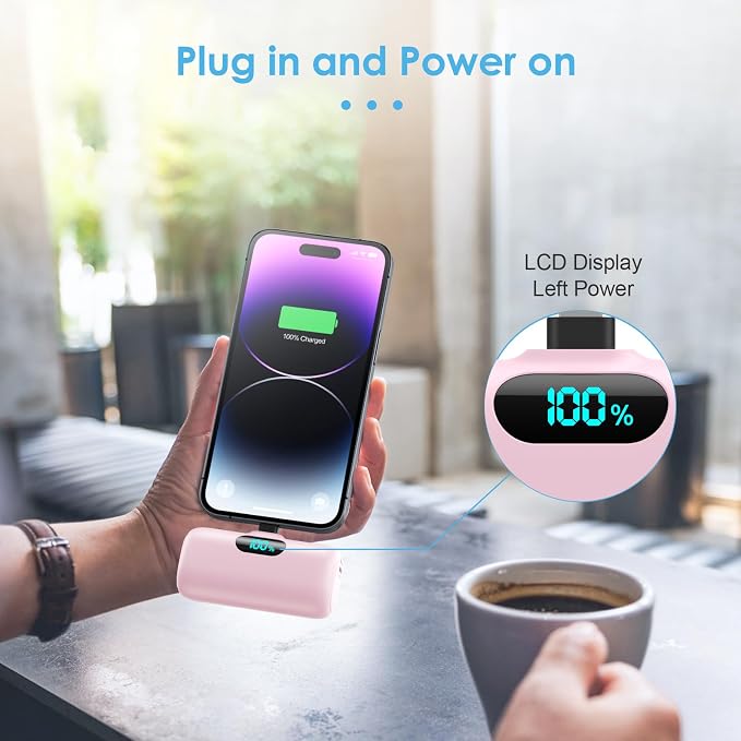 [2-Pack] Mini Portable Charger USB C Power Bank,Upgraded 5000mAh PD Fast Charging Battery Pack Built-in USB-C Connector Travel Essential for iPhone17/17Pro/17Pro Max/Air/16 Plus/16Pro Max/15 Series - Image 6